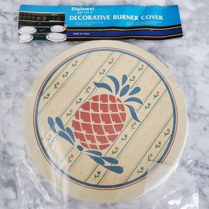 NOS Set of (4) Vintage Electric Decorative Pineapple Stove Top Burner Covers